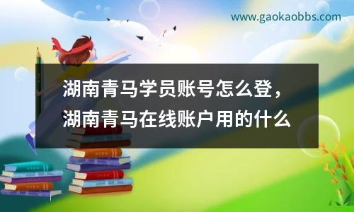 湖南青马学员账号怎么登，湖南青马在线账户用的什么