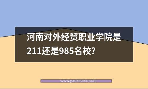 河南对外经贸职业学院是211还是985名校？