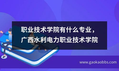 职业技术学院有什么专业，广西水利电力职业技术学院