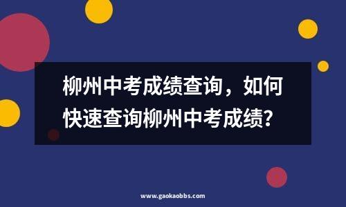 柳州中考成绩查询，如何快速查询柳州中考成绩？