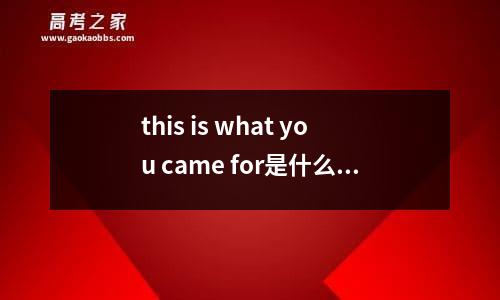 this is what you came for是什么意思？