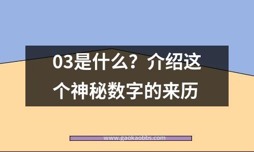 03是什么？介绍这个神秘数字的来历