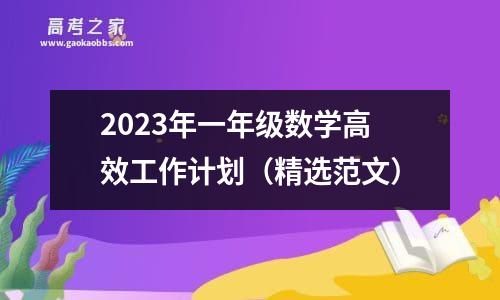 2023年一年级数学高效工作计划（精选范文）