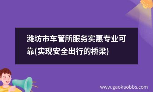 潍坊市车管所服务实惠专业可靠(实现安全出行的桥梁)