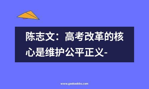 陈志文：高考改革的核心是维护公平正义-